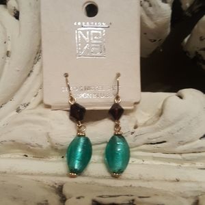 NWT Turquoise & Purple Glass Bead Earrings